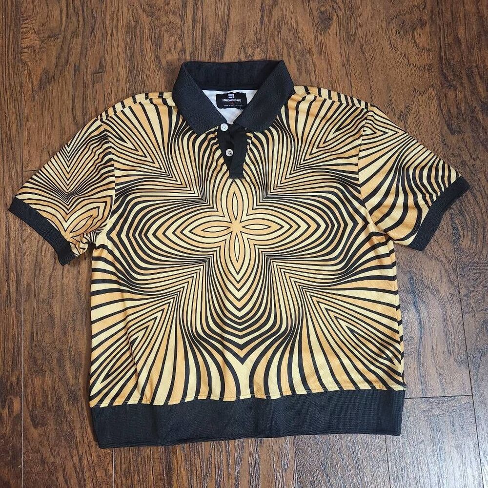 Nordstrom Standard Issue Gold Mesh Crop Polo